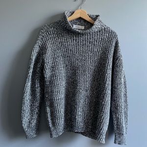 Salt and Pepper Mock Neck Grey Knit Sweater Sz S